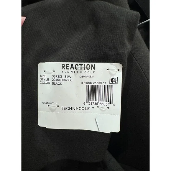 Kenneth Cole Reaction Tuxedo Jacket Men Size 38R Black Slim Fit Ready Flex NWT